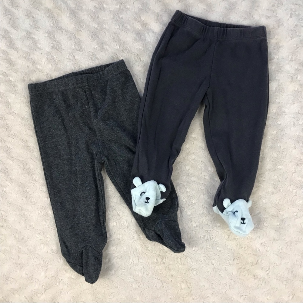 Footed Pants Bundle Carter’s Starting Out Size 3 & 6 Months Gray Blue Bear